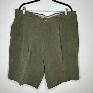 TOMMY BAHAMA Silk Shorts Mens Size 40 Olive Pleated Relaxed Fit